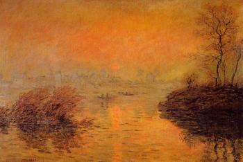 Claude Oscar Monet : Sunset on the Seine at Lavacourt, Winter Effect